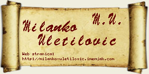 Milanko Uletilović vizit kartica